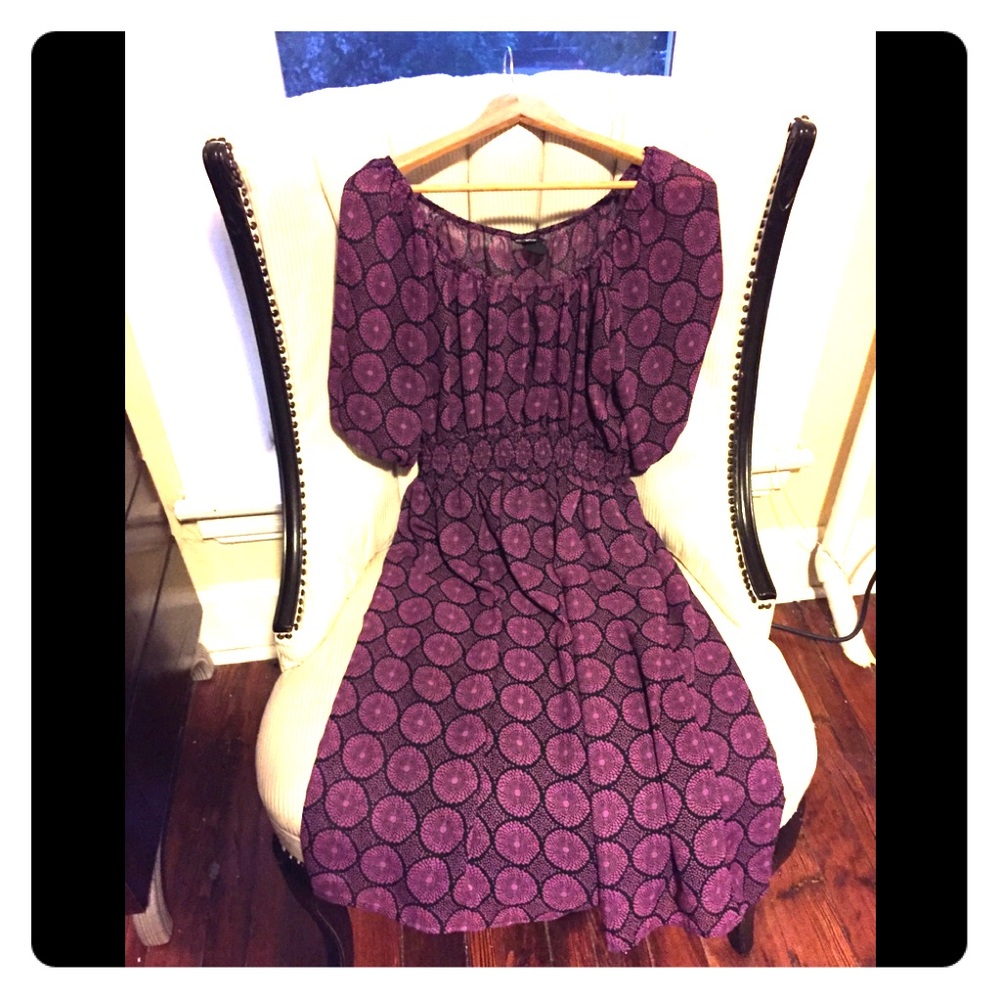 Lg Mossimo purple & black geometric pattern dress